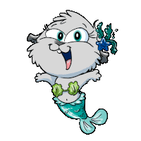 a cartoon drawing of a rabbit dressed as a mermaid