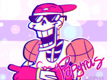 a drawing of papyrus with sunglasses and a hat