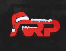 a red letter rp with a santa hat on