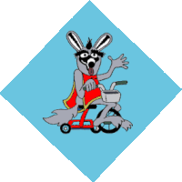 a cartoon of a rabbit riding a tricycle