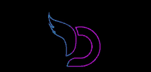 a neon sign of a bird with wings on a black background