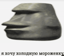 a picture of a rock with a face and the words i 'm hungry in russian