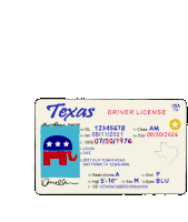 an illustration of a texas driver 's license with a red line through it