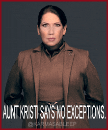 aunt kristi says no exceptions with a picture of her