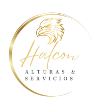 a logo for halcon alturas & servicios with a golden eagle