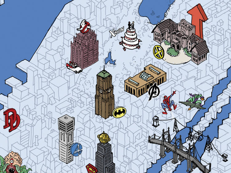 Map of New York City for geeks: Where superheroes hang out