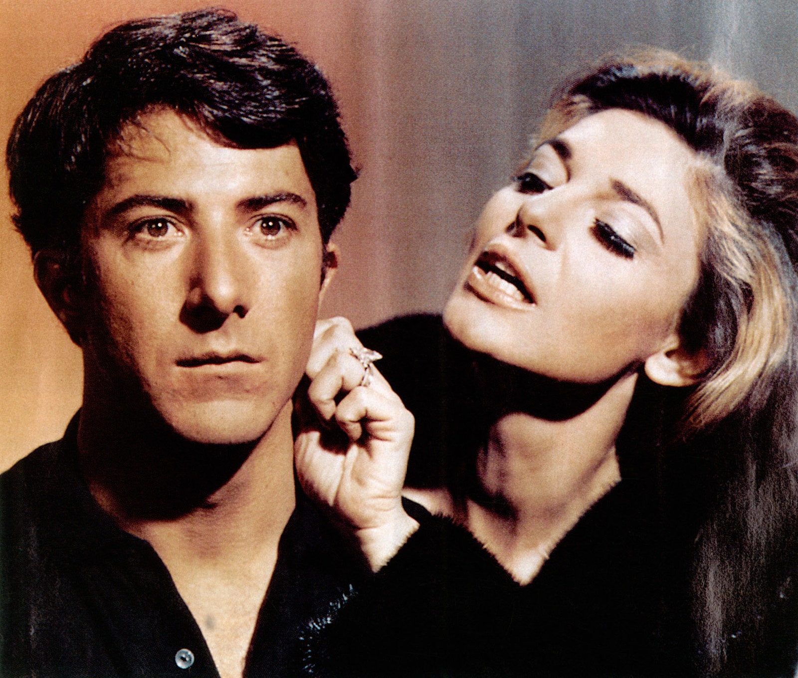 Image may contain Dustin Hoffman Anne Bancroft Face Head Person Photography Portrait Adult Accessories and Jewelry