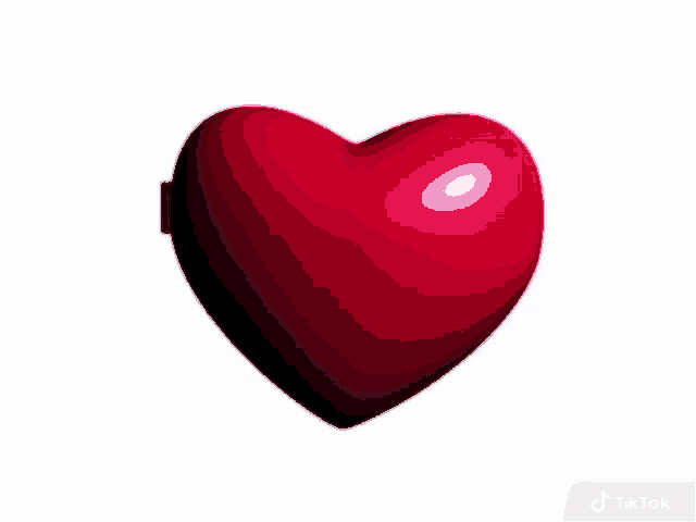 a red heart on a white background with a tiktok logo