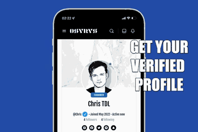 a phone displays a profile of chris tdl and says get your verified profile