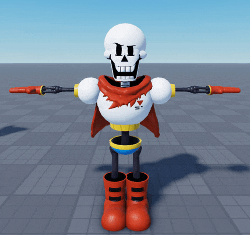 a 3d model of papyrus with a scarf around his neck