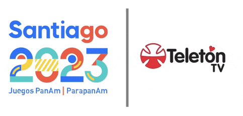 a logo for santiago 2023 is next to a teleton tv logo