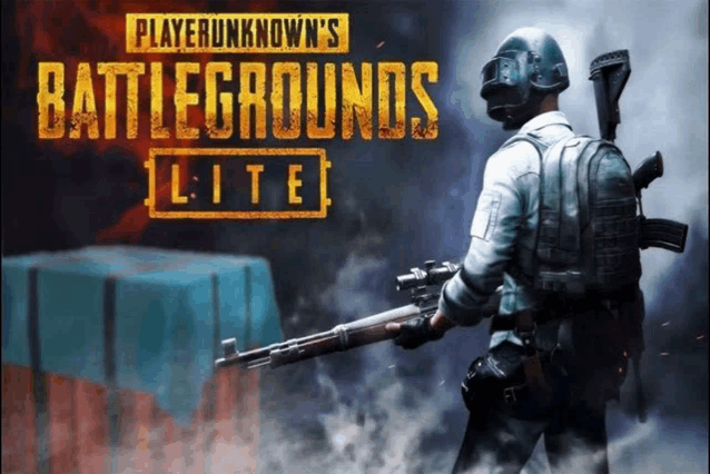 an advertisement for playerunknown 's battlegrounds lite with a man holding a gun