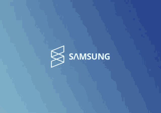 a blue background with a white samsung logo