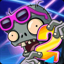 a cartoon zombie is wearing pink sunglasses and holding a number 2 .