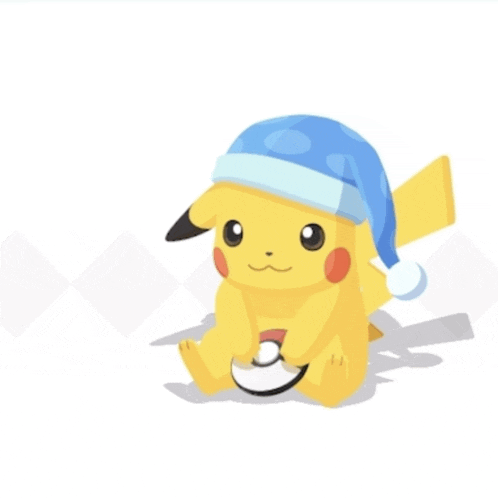 a pikachu wearing a blue hat and holding a pokeball