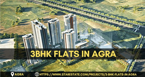 an advertisement for 3bhk flats in agra with an aerial view