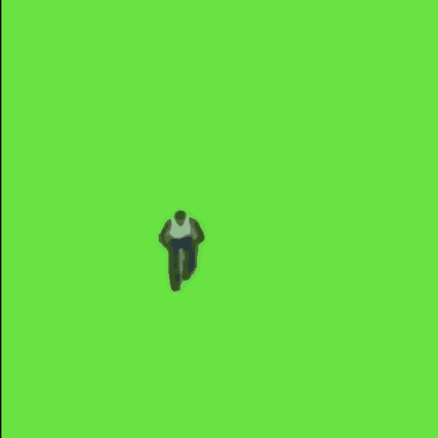 a man wearing a white tank top and blue jeans is standing on a green screen .