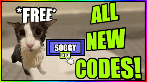 a picture of a cat with the words free and all new codes