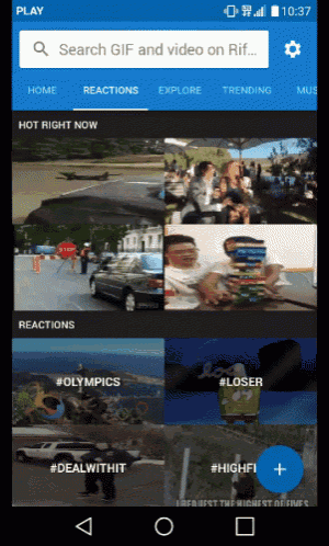 a screen shot of a gif and video app