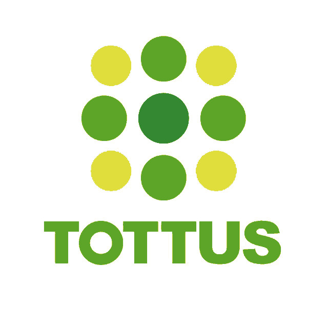 a green and yellow tottus logo with circles