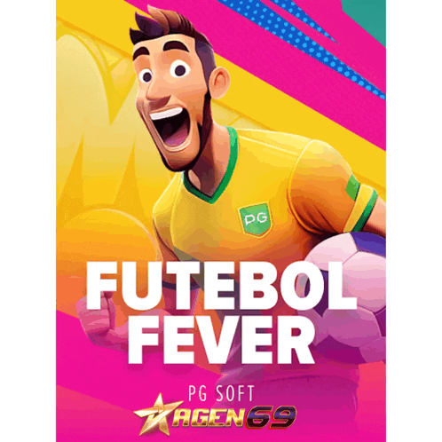 a poster for futebol fever shows a man in a yellow shirt holding a soccer ball