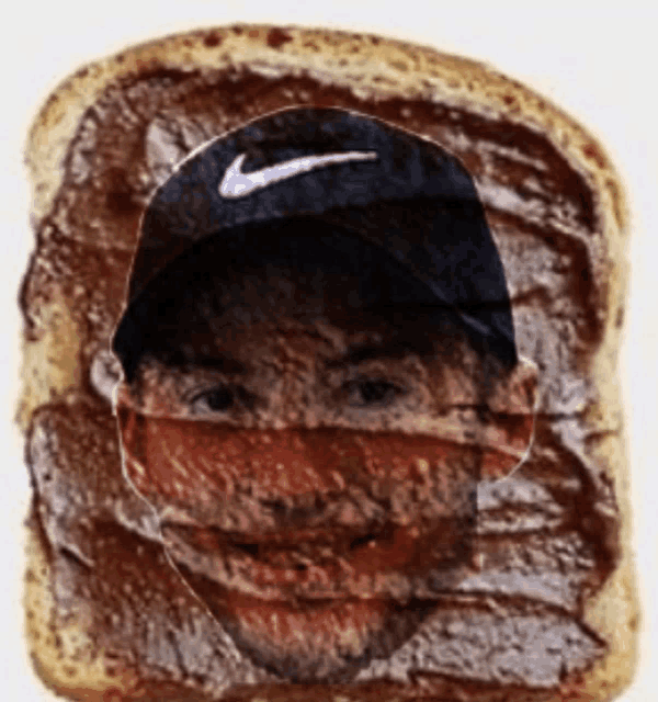 a slice of bread with a man 's face on it