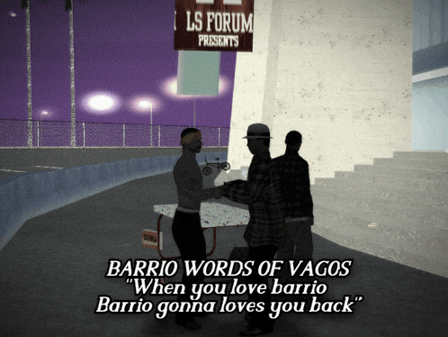 a sign that says ls forum presents barrio words of vagos