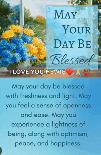 a blue sign that says may your day be blessed