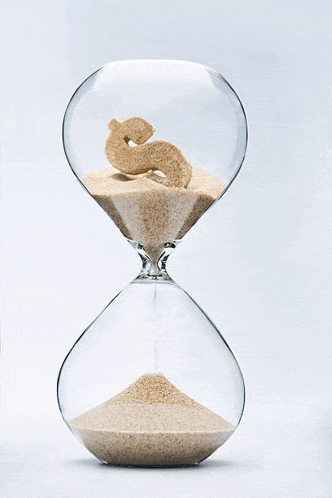 a hourglass with a dollar sign in it