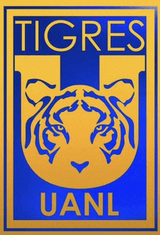 a blue and yellow logo for tigres uanl with a tiger on it