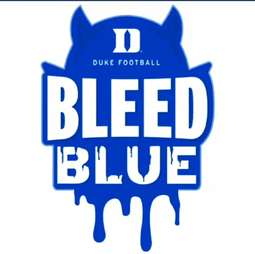 duke football bleed blue logo with devil horns