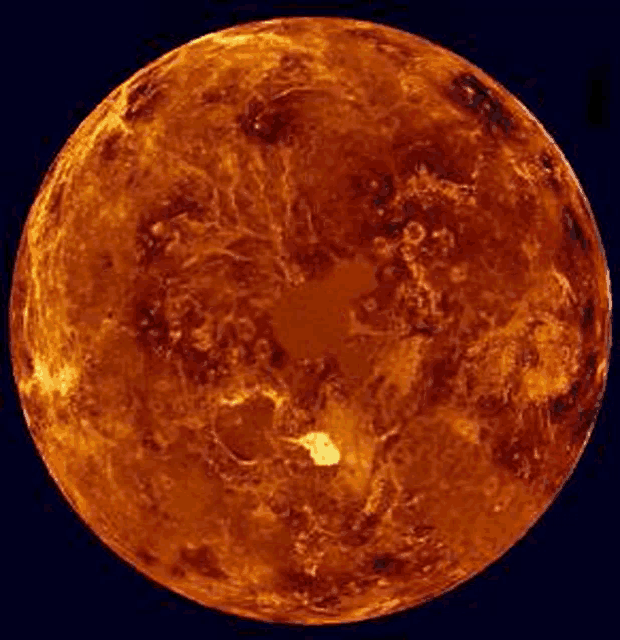 a close up of the planet venus against a dark blue background