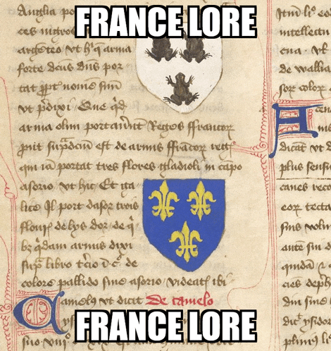 a page of a book with a coat of arms and the words france lore below it