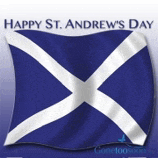 a blue and white flag with the words happy st andrew 's day