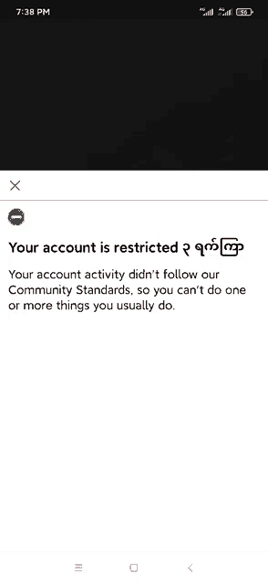 a screenshot of a cell phone screen that says your account is restricted .