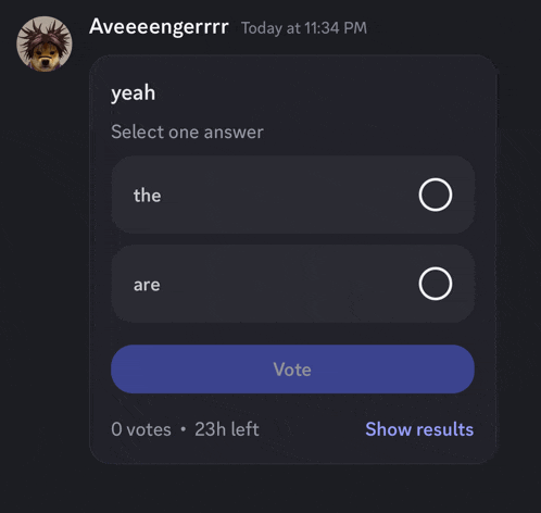 a screenshot of a speech bubble that says aveeeengerrrr