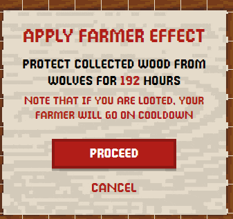 a screenshot of a game that says apply farmer effect