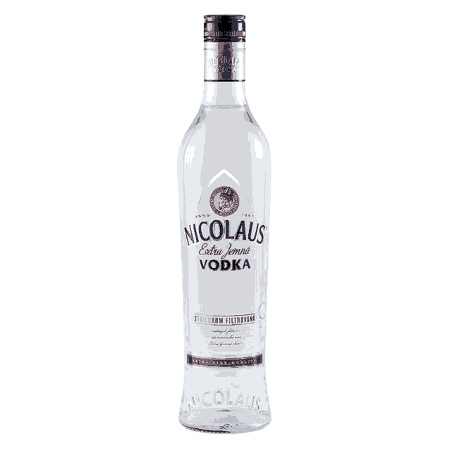 a bottle of nicolaus extra jemna vodka with a white background