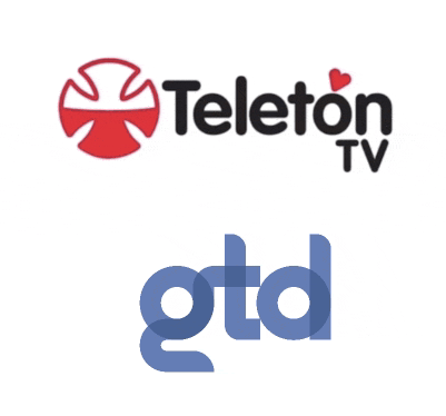 a teleton tv logo next to a gtd logo on a white background