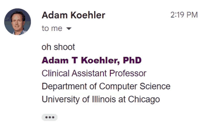 adam koehler is a clinical assistant professor in the department of computer science at the university of illinois at chicago