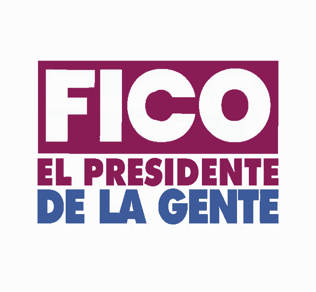 a logo for fico el presidente de la gente in purple and blue