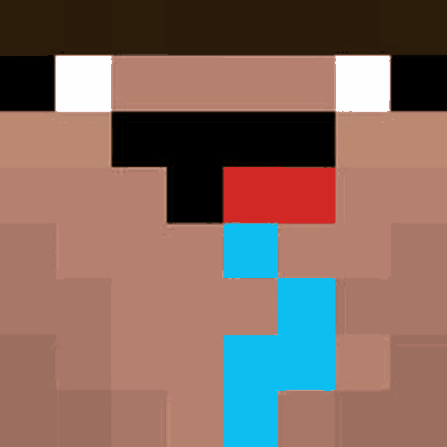 a close up of a minecraft character 's face with a tear coming out of it .