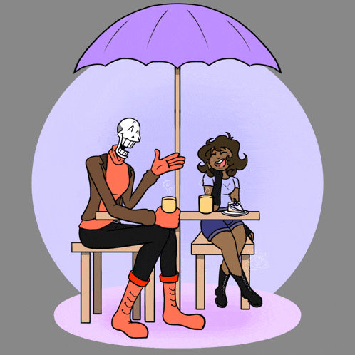 a drawing of a man and a woman under an umbrella