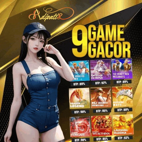 a woman is standing in front of a sign that says game gacor