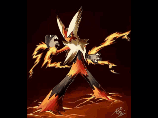 a drawing of a pokemon with flames coming out of it 's mouth