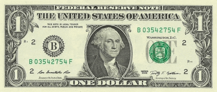 a one dollar bill from the united states