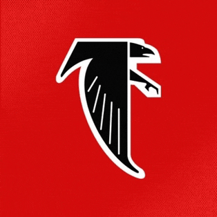 a black and white logo on a red background with the letter f in the middle