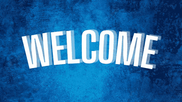 a blue background with the word welcome written in white