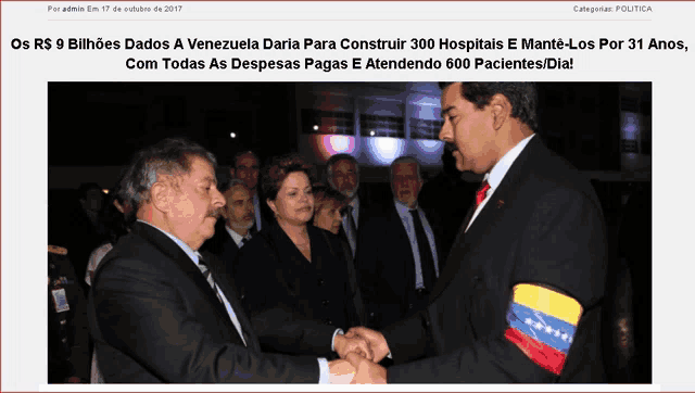 a picture of a man and woman shaking hands with the caption os r $ 9 billiones dados a venezuela daria para