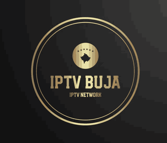 a logo for iptv buja iptv network with a golden circle